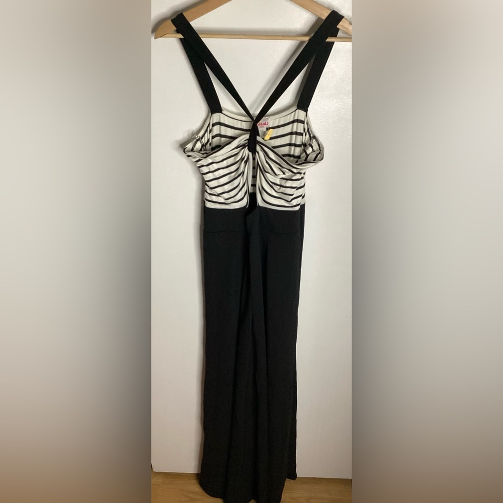 Vintage Striped Black and White Jumpsuit L